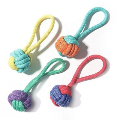 China Viable Knot Ball Rope Puppy Toy Chewing And Grinding Teeth Dog Cleaning Toys for sale