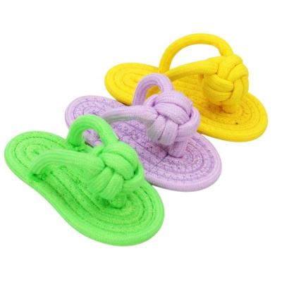 China Viable Pet Toys Slipper Dog Chewing Cotton Rope Toy Dog Play Cat Rope Molar Toy For Adult Puppies Dogs for sale