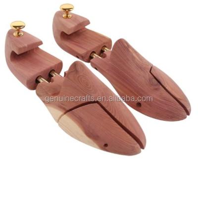 China Cedar wood Shoe Shaper, double tube, hook heel, metal button for sale