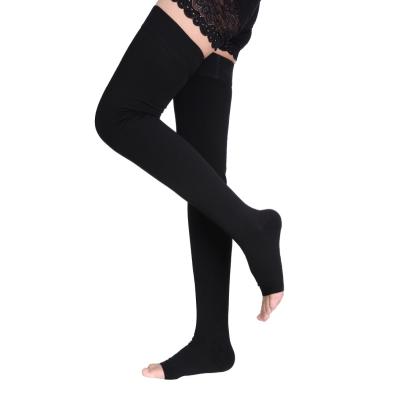 China Snagging Resistance Drop Shipping Ladies 20-30mmhg Compression Tights High Elastic Improve Varicose Medical Open Toe Stockings for sale