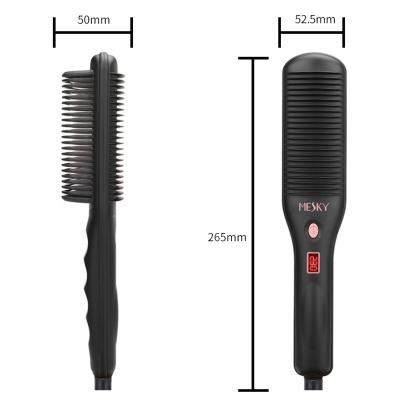 China 2020 Hotel Ceramic Tourmaline Ionic Hair Straightener Sweep Comb 2 in 1 Beard Hair Straightening Brush for Men for sale