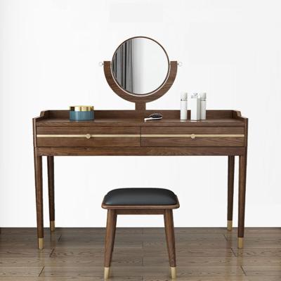 China FEIFAN Design Convertible Modern Simple Bedroom Furniture Solid Wood Dressing Table Vanity Tables With Mirror for sale