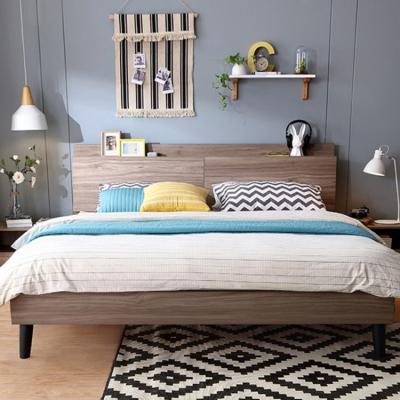 China Durable Modern Simple Style Classic Wooden Bed Frame Double King Size Wooden Bed With Storage for sale