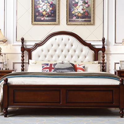 China Popularity Furniture Beds Home American Classic Wooden Bed Frame Durable Easy Assembly for sale