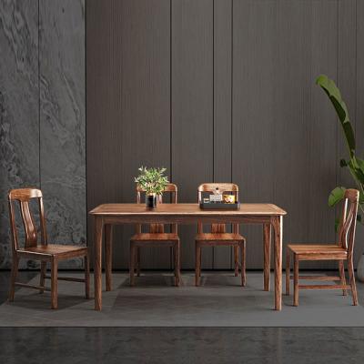 China Rectangular Solid Wood Dining Table Set (Other) Adjustable Modern Antique Rustic Home Dining Room Furniture 4-6 Seater for sale