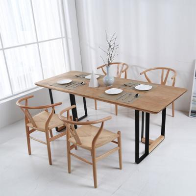 China Natural Wood Slab Dining Tables (Others) Design Adjustable Wood Table With PU Leather Cushion Antique Chairs for sale