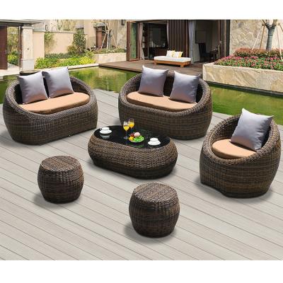 China Modern Bird's nest shaped aluminum frame PE wicker couch outdoor sectional rattan sofa for sale