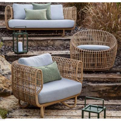 China Modern Egg Shaped Aluminum Garden Sofas Frame Outdoor PE Wicker Sectional Couch Rattan Sofa for sale