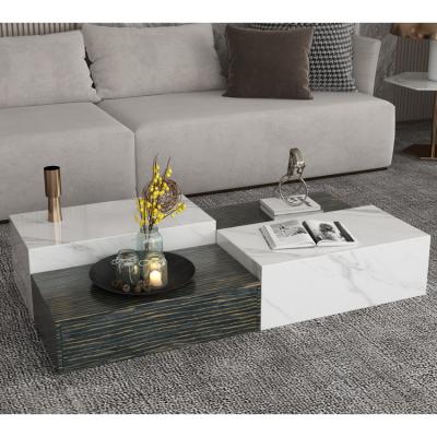 China Customizable Nordic Living Room Furniture Design Luxury Rectangle Shape Marble Stone Coffee Table for sale