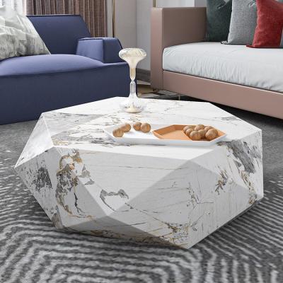 China Customizable Nordic Unique Design End Table Modern Luxury Marble Style Diamond Shaped Coffee Table for sale