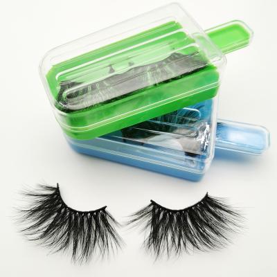 China Big box 25mm festival 25mm mink eyelash 3D 5D sensitive fluffy eyelash 100% mink rainbow eyelash curlers for sale