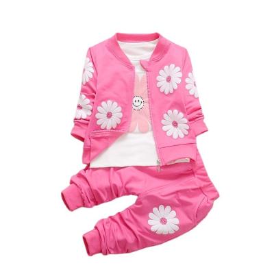 China Sunflower Casual Suit Children's Sunflower Jacket T-shirt Pants Three-piece Suit 1-3 Years Spring and Fall for sale