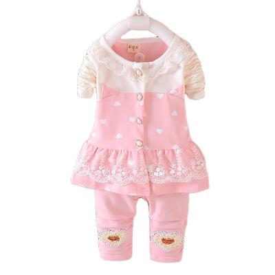 China Spring And Autumn New Floral Female Fashion Baby Suit Casual Quilted Cute Children'S Long Sleeved Girls Casual Clothing for sale