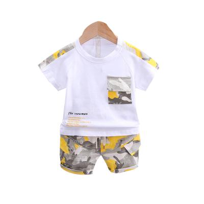 China Latest hot sale children's clothing casual short sleeve t-shirt new shorts two-piece suit for sale