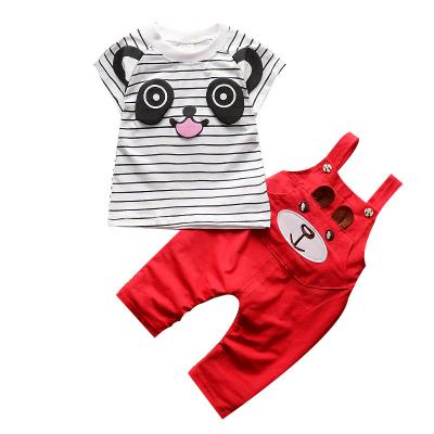 China Wholesale Casual Fashionable Bear Boy Pants Bib T-shirt Summer Boys Suspender Short Sleeve Suit for sale