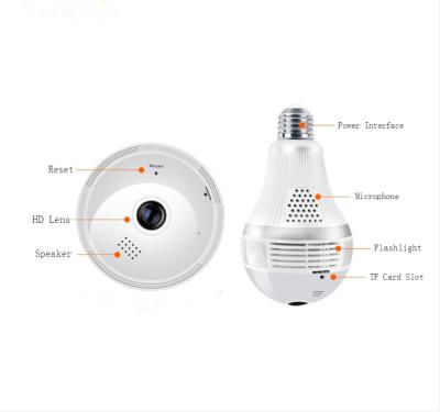 China Built-in Panoramic IP Mini Video Security Hidden Siren Fisheye Wifi Camera Surveillance 360 ​​Degree Bulb Wifi CCTV Security Camera for sale