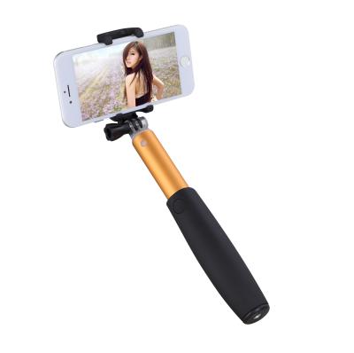 China 215mm Golden Folded Selfie Stick Bluetooth Monopod with Built-in Shutter Button for sale