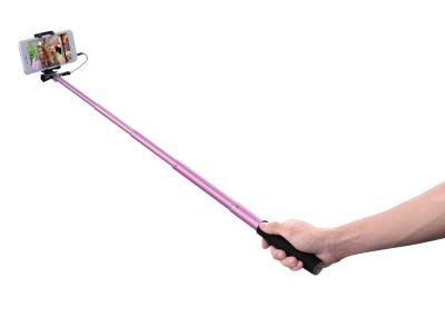 China 5 flex sections Pink Wired Selfie Stick For Samsung Camera for sale