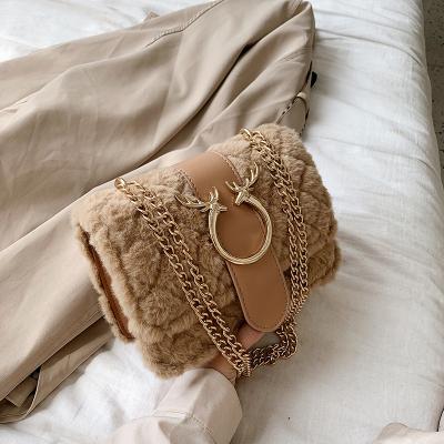 China Women Handbags Ladies Bag New Fashionable Chain Shoulder Messenger Woolen Square Shoulder Bag for sale