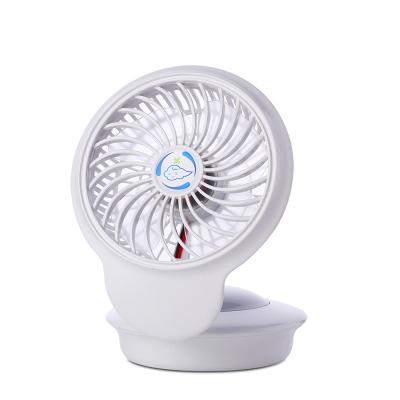 China 2020 Hot Selling USB Desktop Stand Mini Fan 7 Color Electric Rechargeable Lamp Household Portable Fan for sale