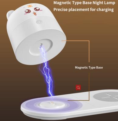 China Battery QI Standard 15W Wireless Charger With Night Lights Bedside Light Dimmable Fast Charging Wireless Charger for sale