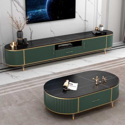 China Modern Simple Luxury Living Room Furniture Sets Marble Or Rock Slab TV Cabinets And Coffee Table Latest Designs for sale