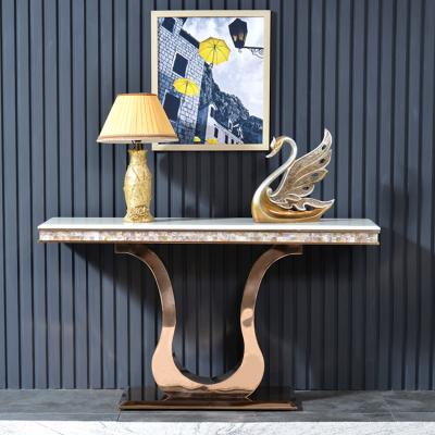 China Foshan modern furniture living room hallway sets modern luxury marble top metal gold leg console table for sale for sale