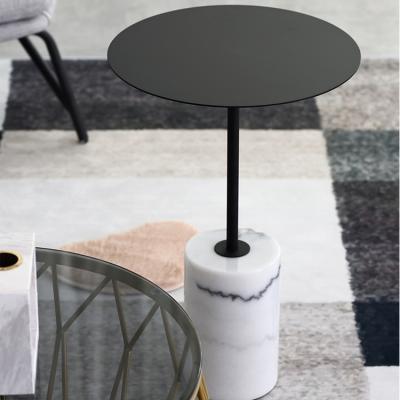 China Modern Luxury Home Furniture Stainless Steel Side Gold Marble Top Round Table For Modern Living Room for sale