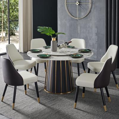 China Wholesale Price Modern Fashionable Solid Marble Round Dining Table Set With Chair For Dining Room Furniture for sale