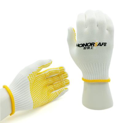 China Modern Life HONORSAFE 10G Yellow Hot Sale PVC Dotted Cotton Hand Gloves Men's Working Construction for sale