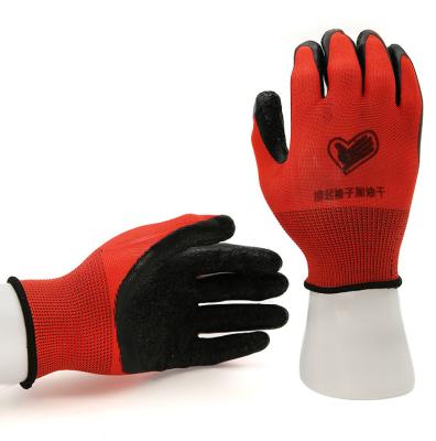 China Good quality anti-slip 12 pairs red black unit-coated bulk gloves safty work gloves for sale