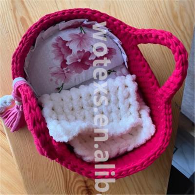 China BB014 Wholesale Pink HEATER Moses Basket Crochet Doll's Cradle For Dolls Crochet Basket Toys for sale