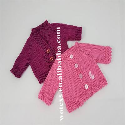 China DC021 cotton fabric custom design 15 inch handmade toy pink sweater knitted jacket for dolls knitting for dolls sweater for sale