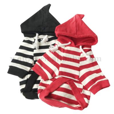 China PT014 Good Quality 100%cotton Sustainable Dog Clothes Hoodie Coat Puppy Stripe Hoodies With Hats for sale