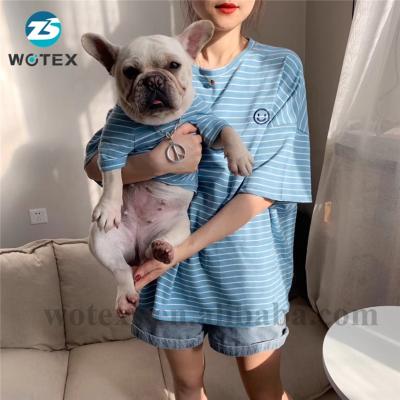 China New Sustainable PM001 Mum And Dog Hoodies Spring Mating Dogs And Women Clothes Stripe T-Shirt for sale