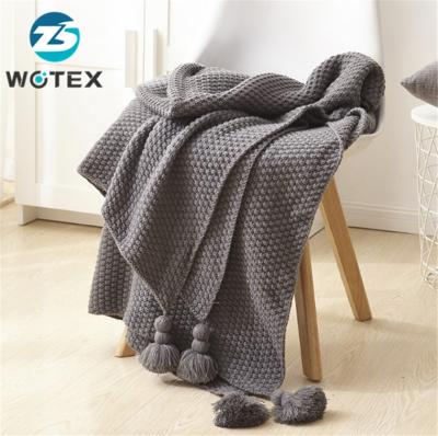 China Winter Sleeping Rugs Wholesale HOT Cotton Bulky Cotton Knit Throw Blankets for sale