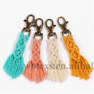 China MC011 Handmade Macrame Mini Gift Cotton Valentine's Day Key Chain Macrame Boho Keychains for sale