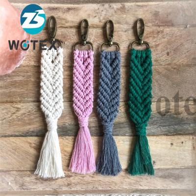 China Wholesale Designer Key Rope Charm Bag Promotional Woven Cotton MC002 Macrame Key Chain Holder for sale