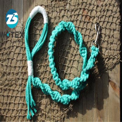 China PL007 design100%cotton durable fashionable cotton dog rope leash handmade macrame pets leashes for sale