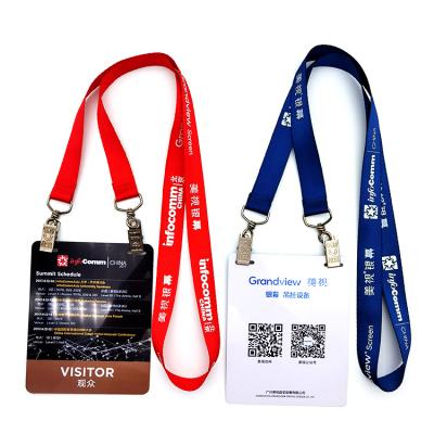 China Colorful Double Loop Thermal Polyester Waist Quality Transfer ID Card Holder Rope Lanyard for sale