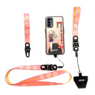 China Hot Jacquard Leatherhead Phone Lanyard Amazon Phone Lanyard with Adjustable Main Chain Neck Lanyard, Elastic Wrist Phone Lanyard Card with Lo for sale