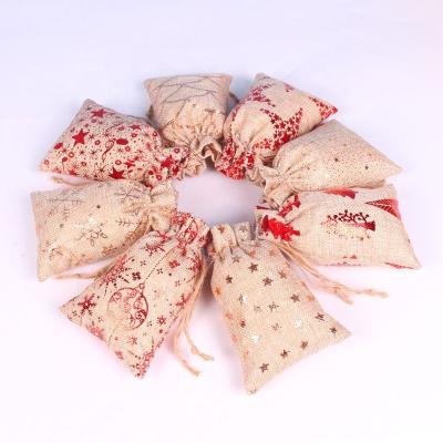 China Drawstring Jute Christmas Bags for Gifts, » 4X6 Christmas Treat Bags with Drawstrings, Reusable Small Gifts Candy Bags, Gift Bags for sale