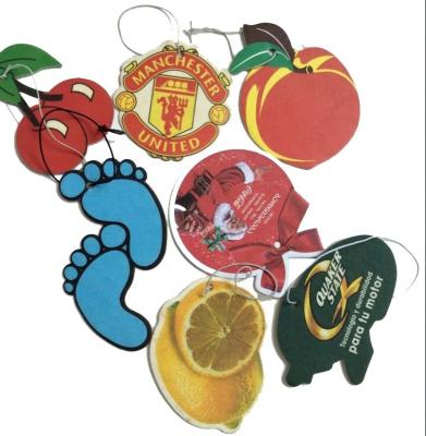 China Modern Popular Custom Design Different Car Paper Air Freshener Perfume With Hanging Elastic Rope for sale