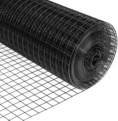 China Durable Hardware Cloth PVC Coated Wire Mesh 48'' x 50' 1/2inch Mesh Black Vinyl Coated Fence Chicken Wire Fencing for sale