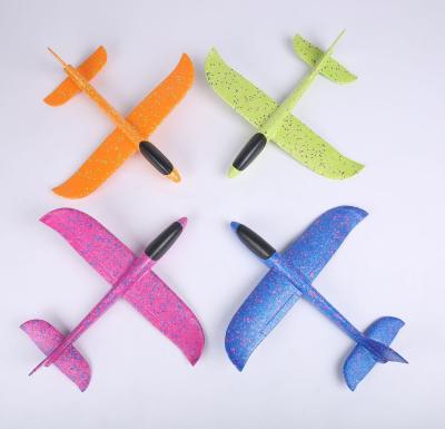 China Durable Foam Glider Airplane With Led Plane Toy Kids Manual Throwing Outdoor Sports Toys Challenge Multi Colors For Children Play for sale