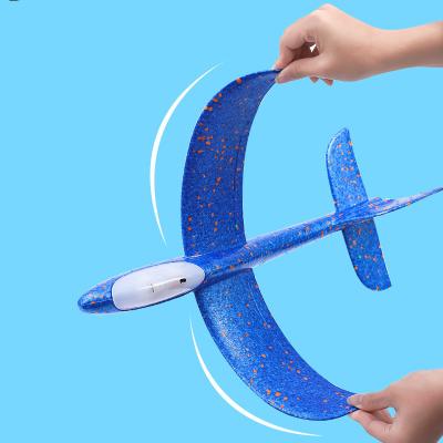 China Durable Airplane Kids Toys 48CM EPP Foam Outdoor Hand Glider Aircraft Launch Plane With LED Light For Kids for sale