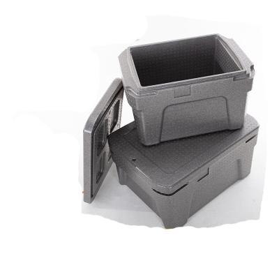 China Waterproof Professional Black PPE Flip Container Polypropylene Foam Cooler Insulation Box For Cold Chain Transport for sale