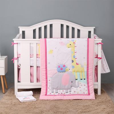 China Hot Selling Baby Crib Anti-pilling Bedding Set 100% Cotton For Girls 3pc 4pc 5pc 6pc for sale