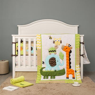 China Crib Bumper Anti-pilling Cartoon Animal Baby Bedding Set Cotton for sale