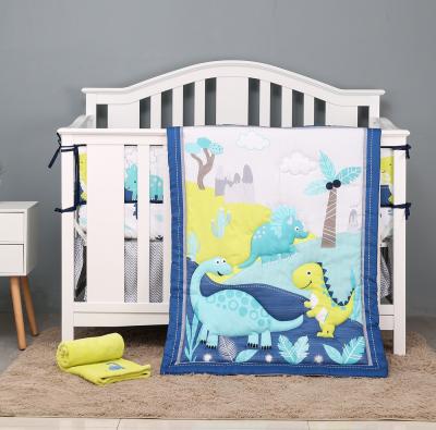 China Disposable Micro Fiber Brush Baby Crib Bedding Set Factory New Original Dinosaur Design For Boys for sale